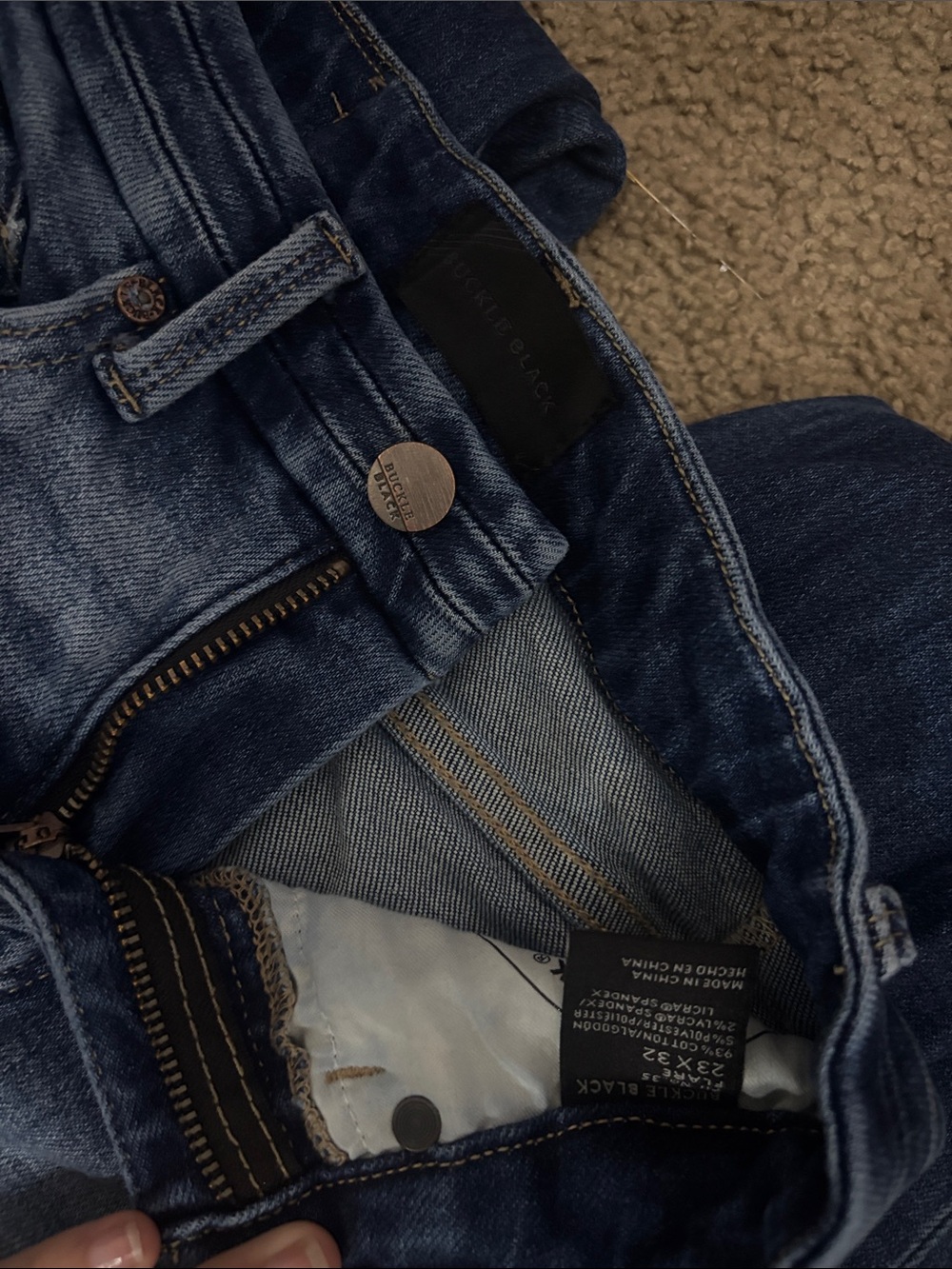 Buckle Dark Blue Flare Jeans - Picture 3 of 3